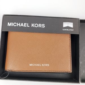 New Michael Kors Men Brown Slim Billfold Wallet